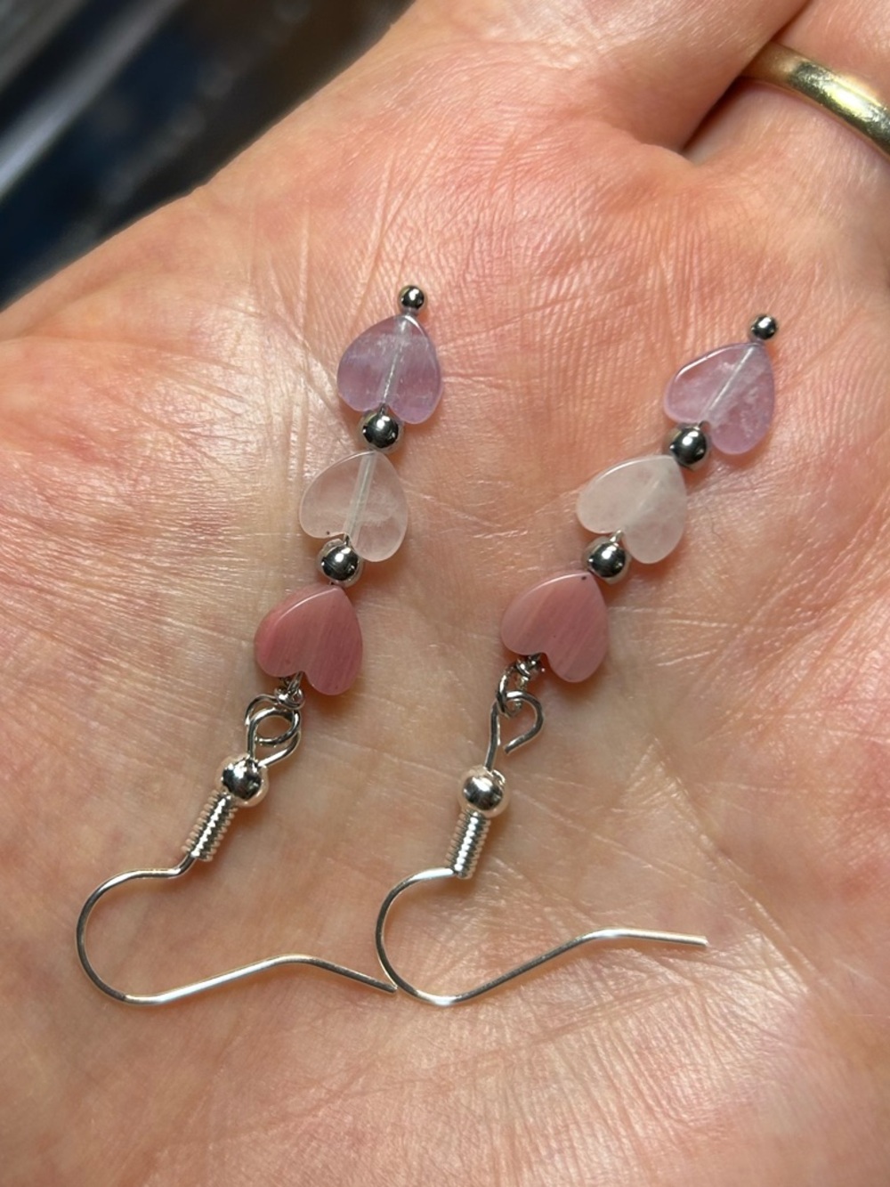 3/$25 Heart Gemstone Drop Earrings - Picture 3 of 7